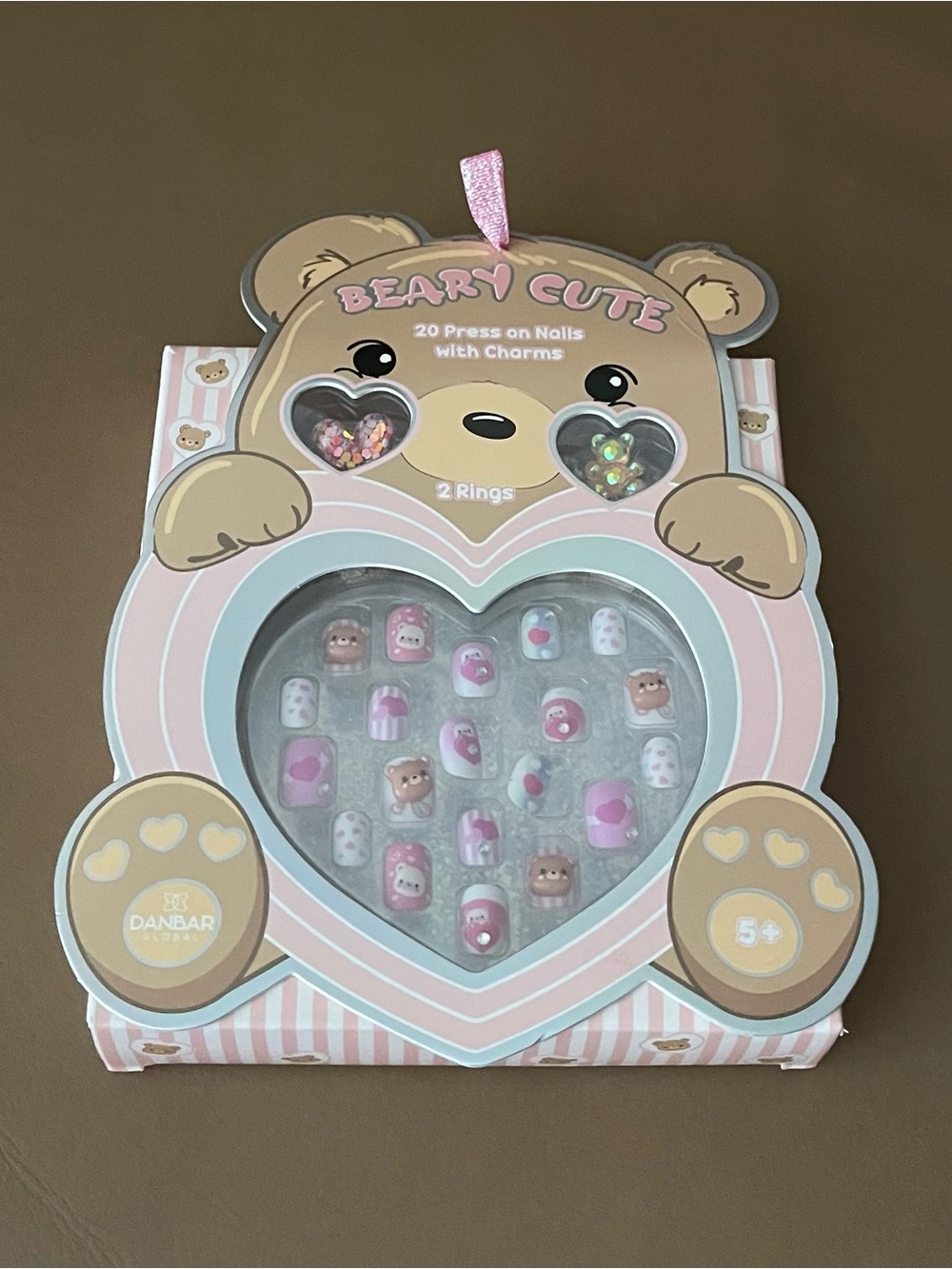 Beary Cute Kids Press-On Nails with Charms